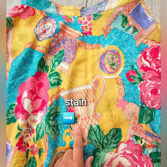 Vintage 100% Silk Made In Korea Floral Clock Print Asian Inspire Skirt Midi Maxi - Picture 11 of 11